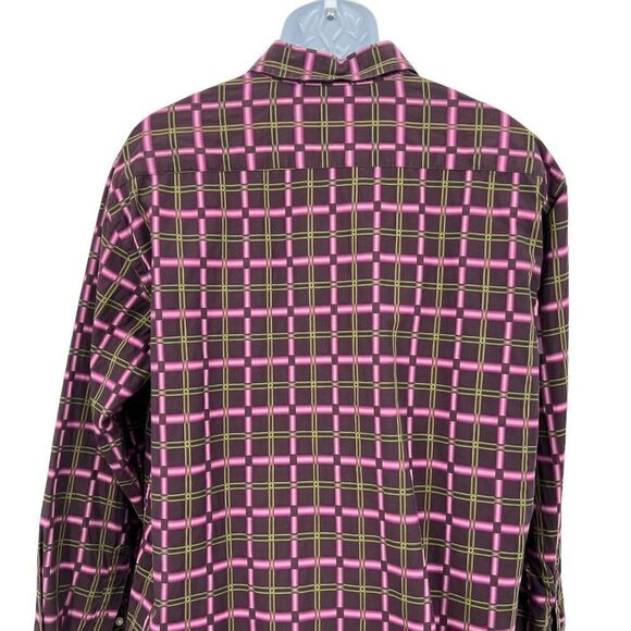 Robert Graham Men's Button Down Shirt XL Purple Green Fluorescent 100% Cotton - Picture 8 of 14